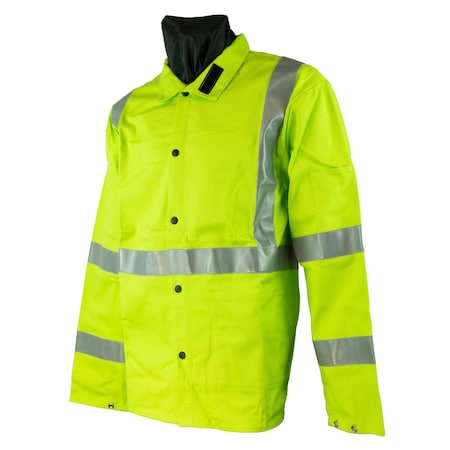 Powerweld High-Viz FR Cotton Welding Jacket, Lime Green, 3X-Large PWGHVXXXL